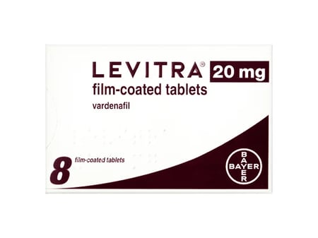 Packung Levitra 20 mg mit 8 Filmtabletten von Bayer